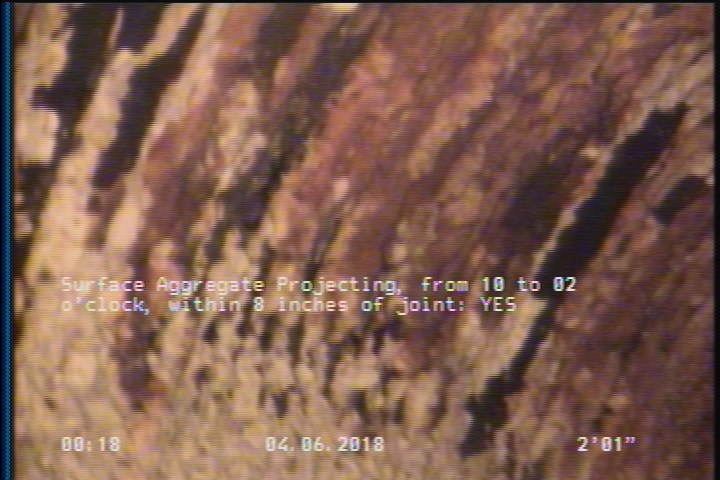 Surface Reinforcement Visible, from 10 to 02 o'clock, within 8 inches of joint: YES