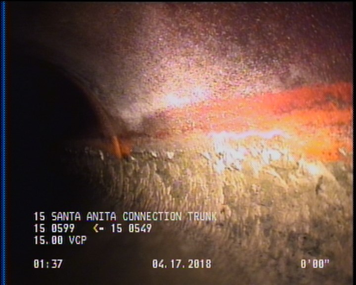 Deposits Attached Grease, 5 %of cross sectional area, from 04 to 08 o'clock, , within 8 inches of joint: YES, Start