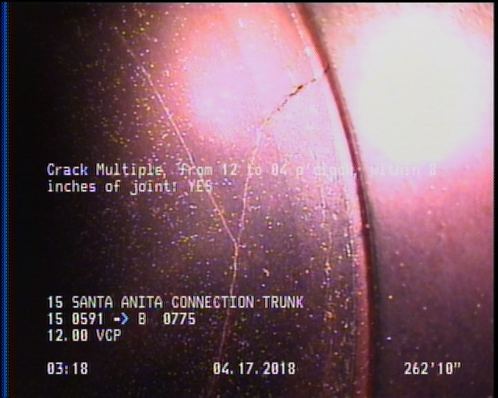 Crack Multiple, from 12 to 04 o'clock, within 8 inches of joint: YES