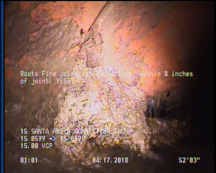Roots Fine Joint, at 08 o'clock, within 8 inches of joint: YESR - 5 % cross sectional loss
