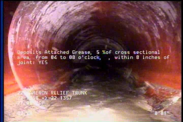 Deposits Attached Grease, 5 %of cross sectional area, from 04 to 08 o'clock, , within 8 inches of joint: YES