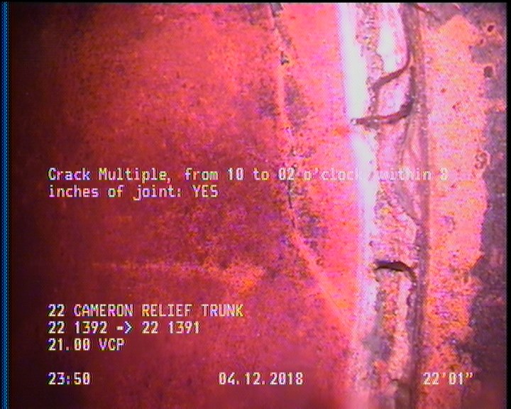 Crack Multiple, from 10 to 02 o'clock, within 8 inches of joint: YES