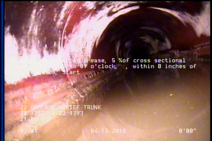Deposits Attached Grease, 5 %of cross sectional area, from 03 to 09 o'clock, , within 8 inches of joint: YES, Start