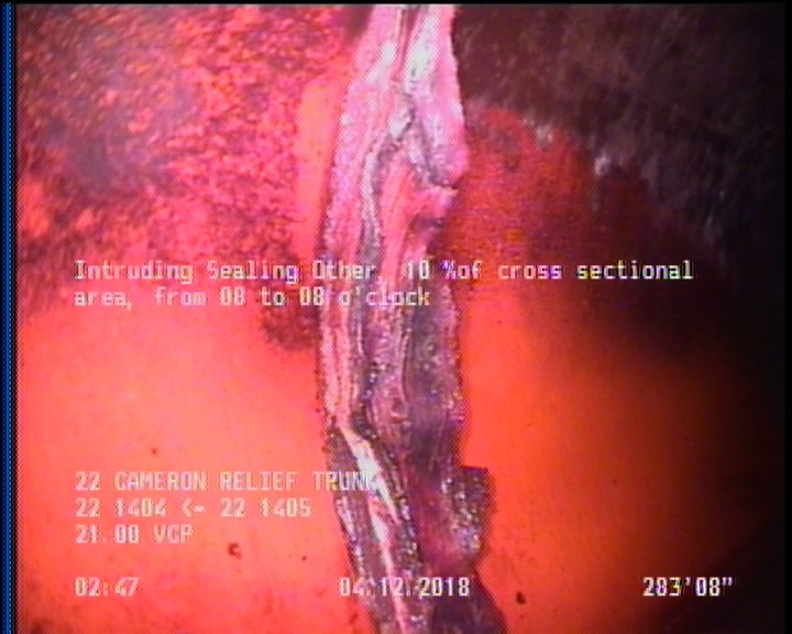Intruding Sealing Other, 10 %of cross sectional area, from 08 to 08 o'clock