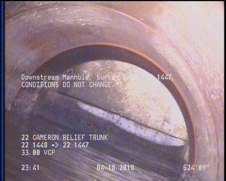 Downstream Manhole, Survey Ends - 22 1447, CONDITIONS DO NOT CHANGE.
