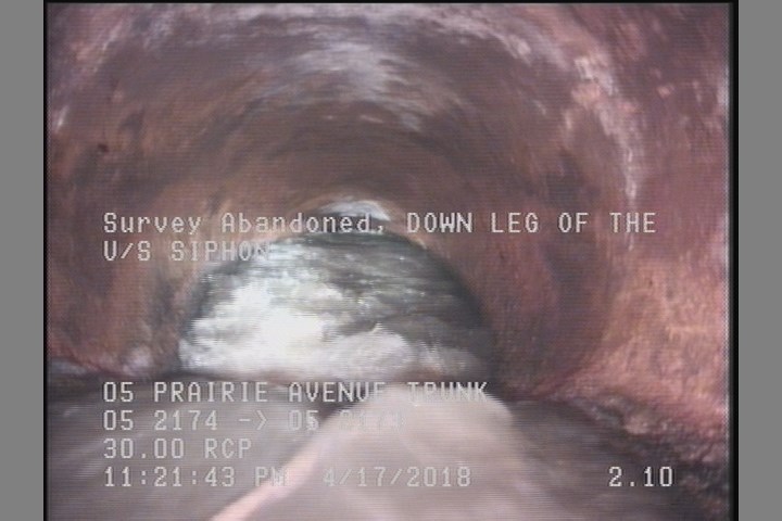 Survey Abandoned - DOWN LEG OF THE U/S SIPHON