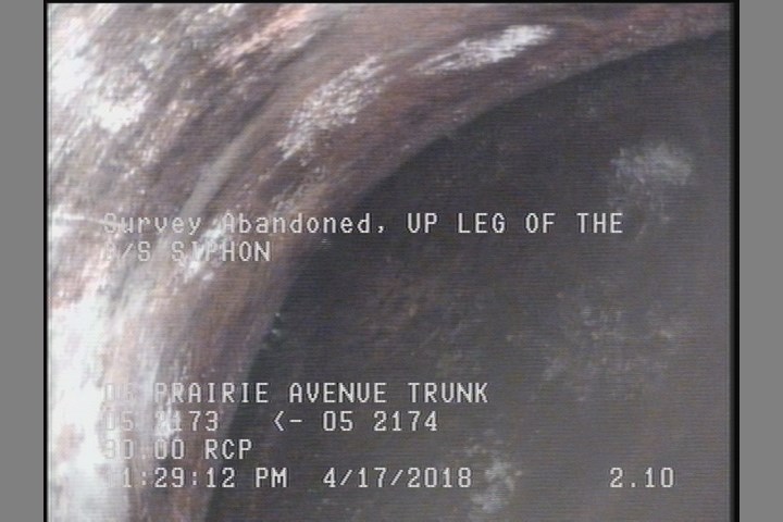 Survey Abandoned - UP LEG OF THE D/S SIPHON