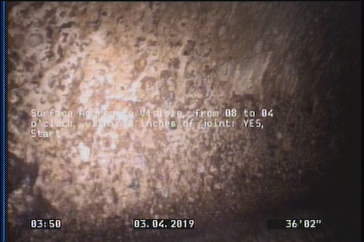 Surface Aggregate Visible, from 08 to 04 o'clock, within 8 inches of joint: YES, Start