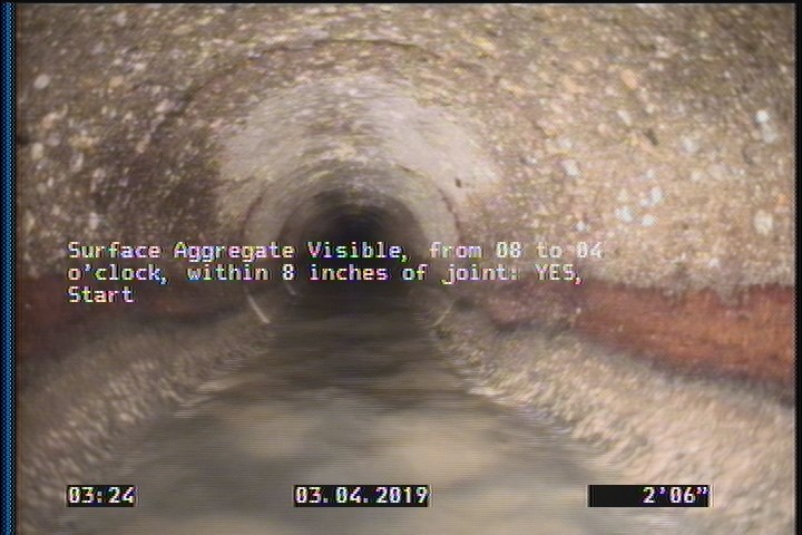 Surface Aggregate Visible, from 08 to 04 o'clock, within 8 inches of joint: YES, Start