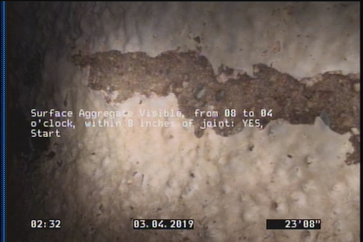 Surface Aggregate Visible, from 08 to 04 o'clock, within 8 inches of joint: YES, Start