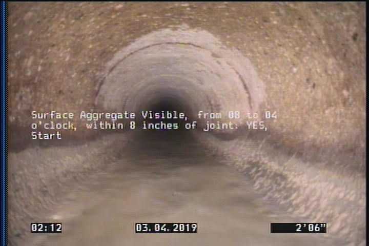 Surface Aggregate Visible, from 08 to 04 o'clock, within 8 inches of joint: YES, Start