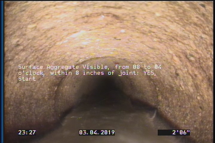 Surface Aggregate Visible, from 08 to 04 o'clock, within 8 inches of joint: YES, Start
