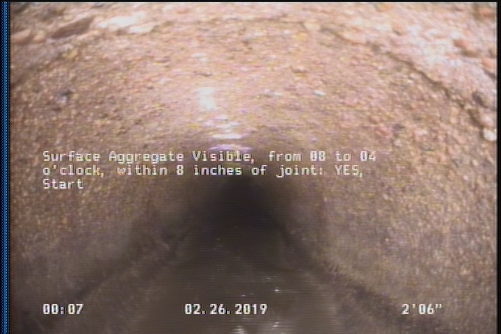 Surface Aggregate Visible, from 08 to 04 o'clock, within 8 inches of joint: YES, Start
