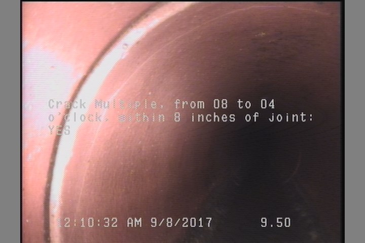 Crack Multiple, from 08 to 04 o'clock, within 8 inches of joint: YES