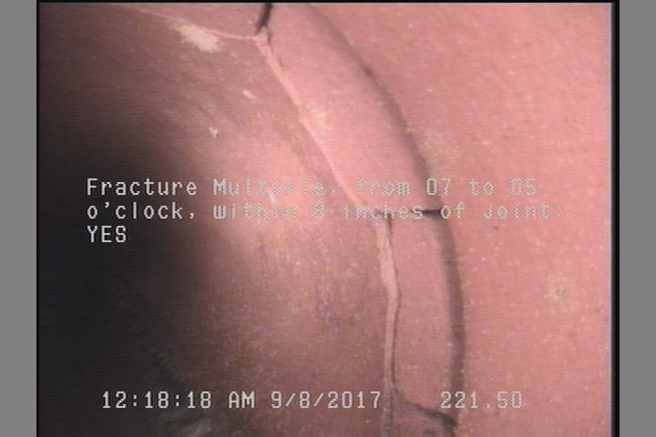 Fracture Multiple, from 07 to 05 o'clock, within 8 inches of joint: YES