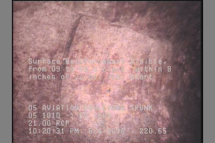 Surface Reinforcement Visible, from 09 to 03 o'clock, within 8 inches of joint: YES, Start