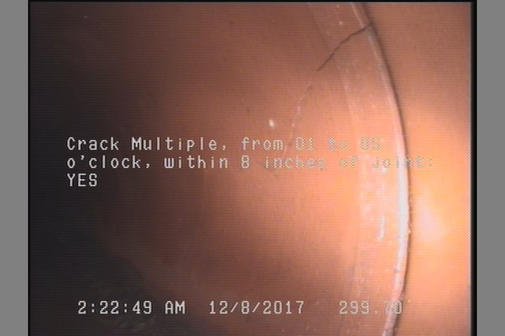 Crack Multiple, from 01 to 05 o'clock, within 8 inches of joint: YES