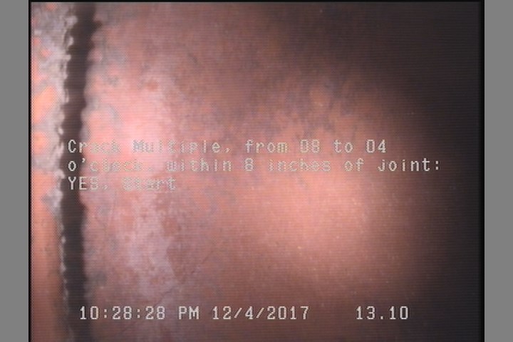 Crack Multiple, from 08 to 04 o'clock, within 8 inches of joint: YES, Start