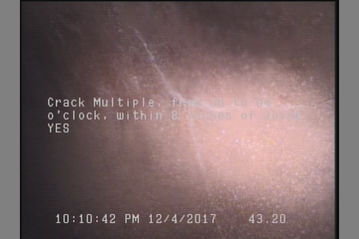 Crack Multiple, from 08 to 04 o'clock, within 8 inches of joint: YES