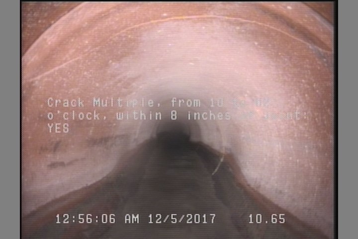 Crack Multiple, from 10 to 02 o'clock, within 8 inches of joint: YES