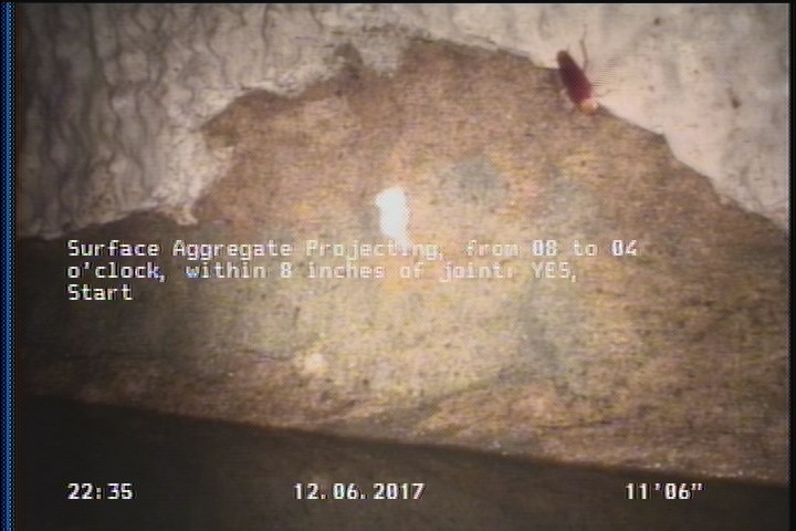 Surface Aggregate Projecting, from 08 to 04 o'clock, within 8 inches of joint: YES, Start