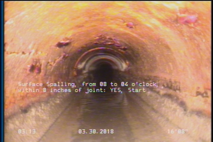 Surface Spalling, from 08 to 04 o'clock, within 8 inches of joint: YES, Start