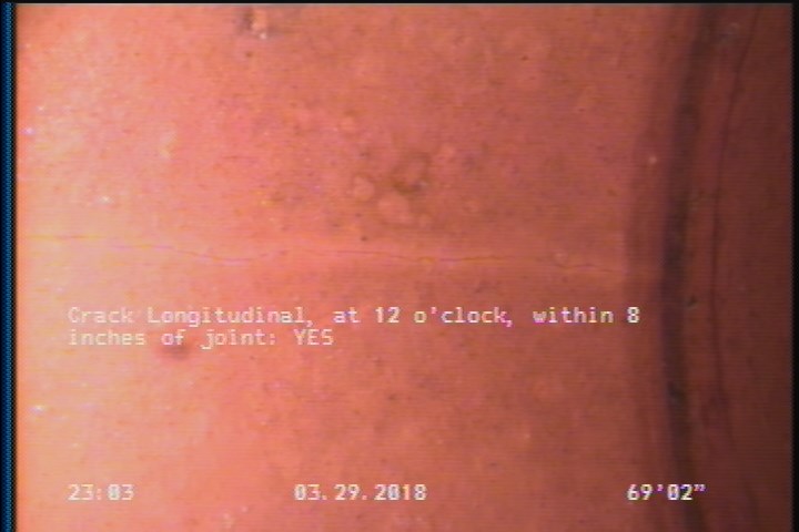 Crack Longitudinal, at 12 o'clock, within 8 inches of joint: YES