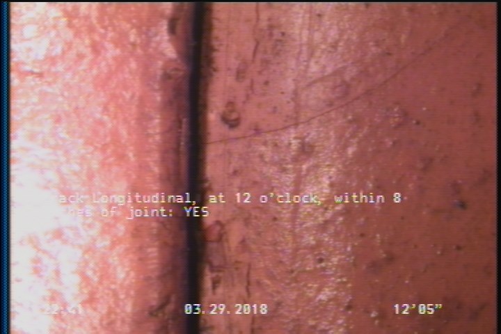 Crack Longitudinal, at 12 o'clock, within 8 inches of joint: YES