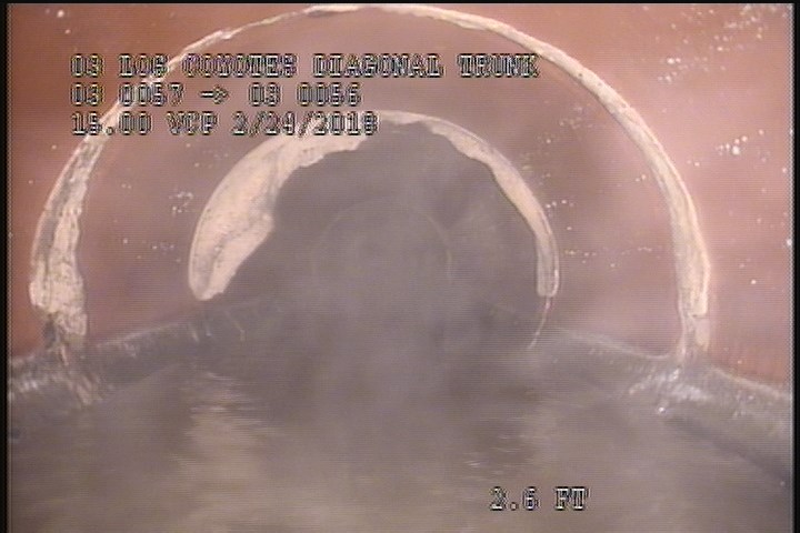 Deposits Attached Encrustation, 10 %of cross sectional area, from 08 to 04 o'clock, , within 8 inches of joint: YES, Start