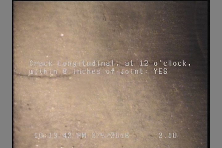 Crack Longitudinal, at 12 o'clock, within 8 inches of joint: YES
