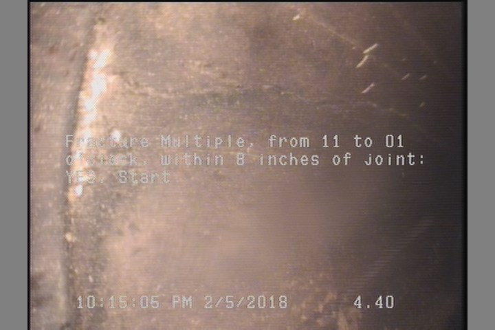 Fracture Multiple, from 11 to 01 o'clock, within 8 inches of joint: YES, Start
