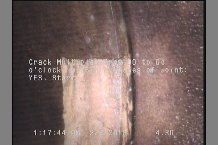 Crack Multiple, from 08 to 04 o'clock, within 8 inches of joint: YES, Start