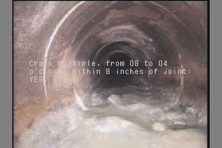 Crack Multiple, from 08 to 04 o'clock, within 8 inches of joint: YES, Start