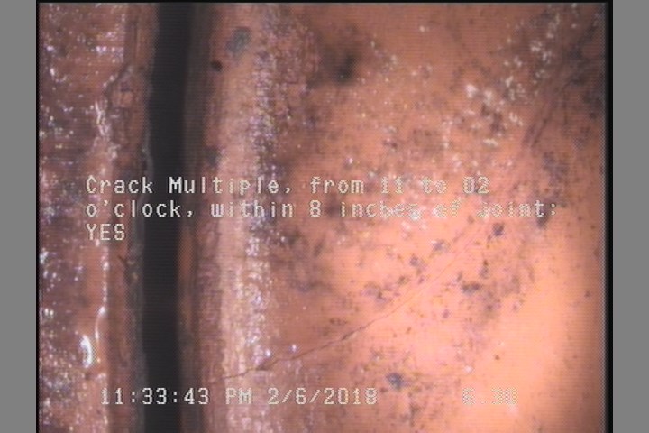 Crack Multiple, from 11 to 02 o'clock, within 8 inches of joint: YES