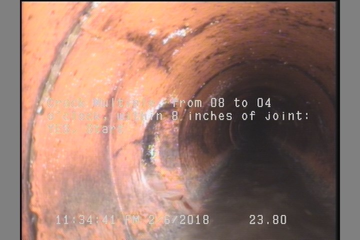 Crack Multiple, from 08 to 04 o'clock, within 8 inches of joint: YES, Start