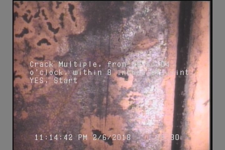 Crack Multiple, from 08 to 04 o'clock, within 8 inches of joint: YES, Start