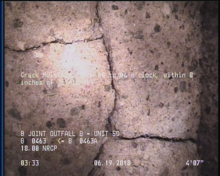 Crack Multiple, from 08 to 04 o'clock, within 8 inches of joint: YES