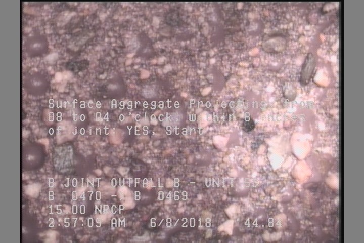 Surface Aggregate Projecting, from 08 to 04 o'clock, within 8 inches of joint: YES, Start