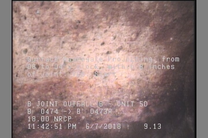 Surface Aggregate Projecting, from 08 to 04 o'clock, within 8 inches of joint: YES, Start