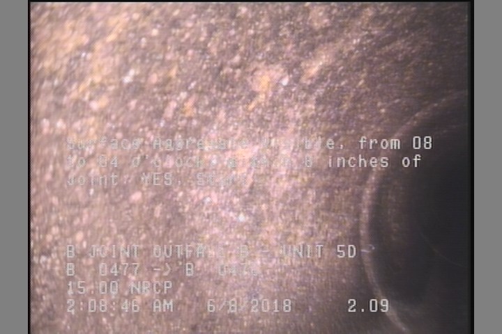 Surface Aggregate Visible, from 08 to 04 o'clock, within 8 inches of joint: YES, Start