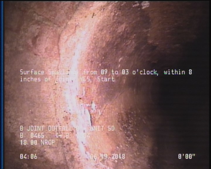 Surface Spalling, from 09 to 03 o'clock, within 8 inches of joint: YES, Start
