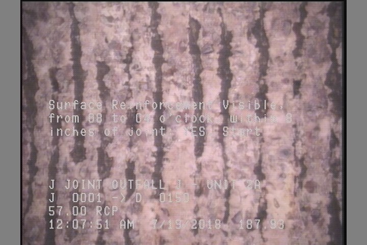 Surface Reinforcement Visible, from 08 to 04 o'clock, within 8 inches of joint: YES, Start