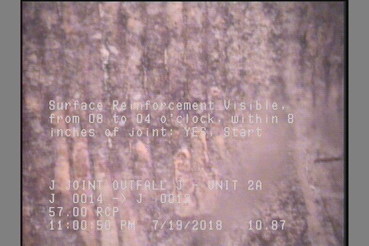 Surface Reinforcement Visible, from 08 to 04 o'clock, within 8 inches of joint: YES, Start