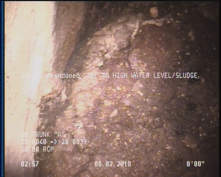 Survey Abandoned - DUE TO HIGH WATER LEVEL/SLUDGE.