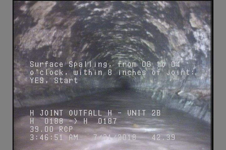 Surface Spalling, from 08 to 04 o'clock, within 8 inches of joint: YES, Start