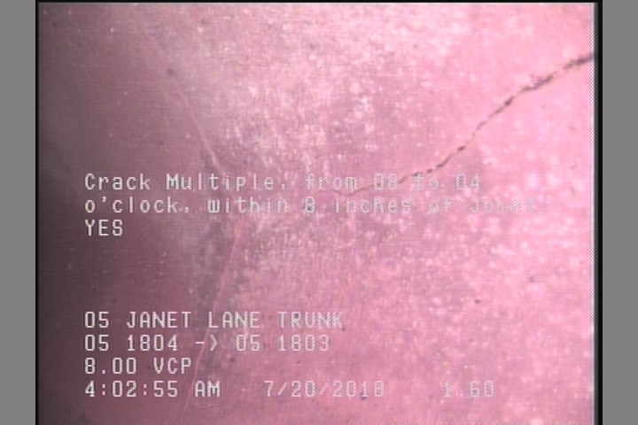 Crack Multiple, from 08 to 04 o'clock, within 8 inches of joint: YES