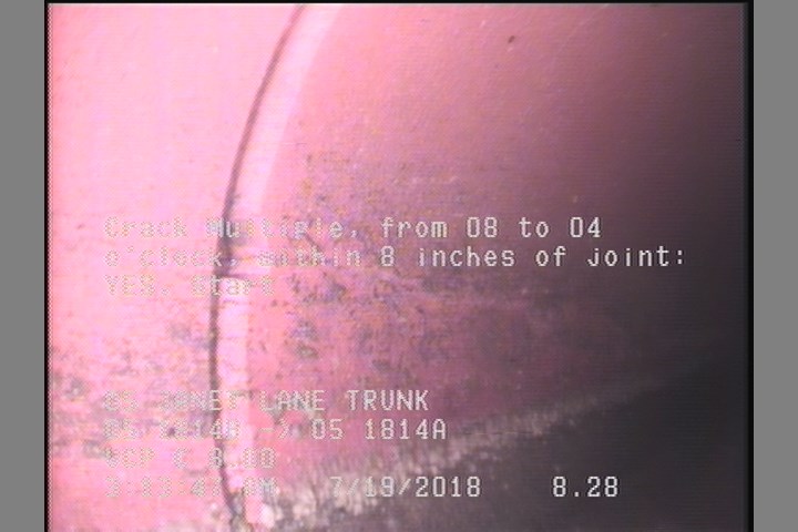 Crack Multiple, from 08 to 04 o'clock, within 8 inches of joint: YES, Start