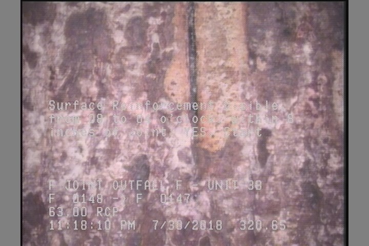 Surface Reinforcement Visible, from 08 to 04 o'clock, within 8 inches of joint: YES, Start