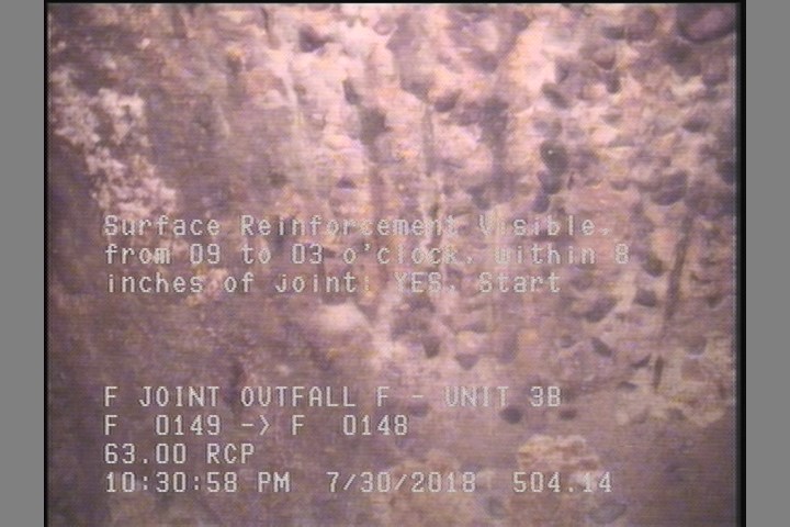 Surface Reinforcement Visible, from 09 to 03 o'clock, within 8 inches of joint: YES, Start