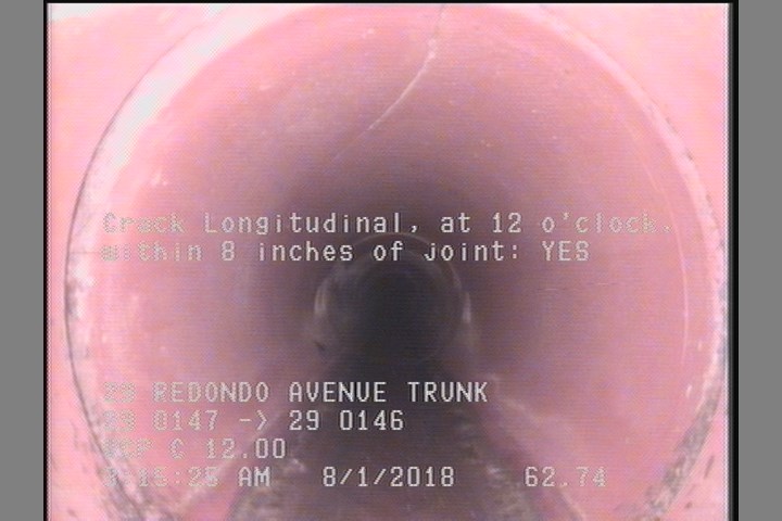 Crack Longitudinal, at 12 o'clock, within 8 inches of joint: YES